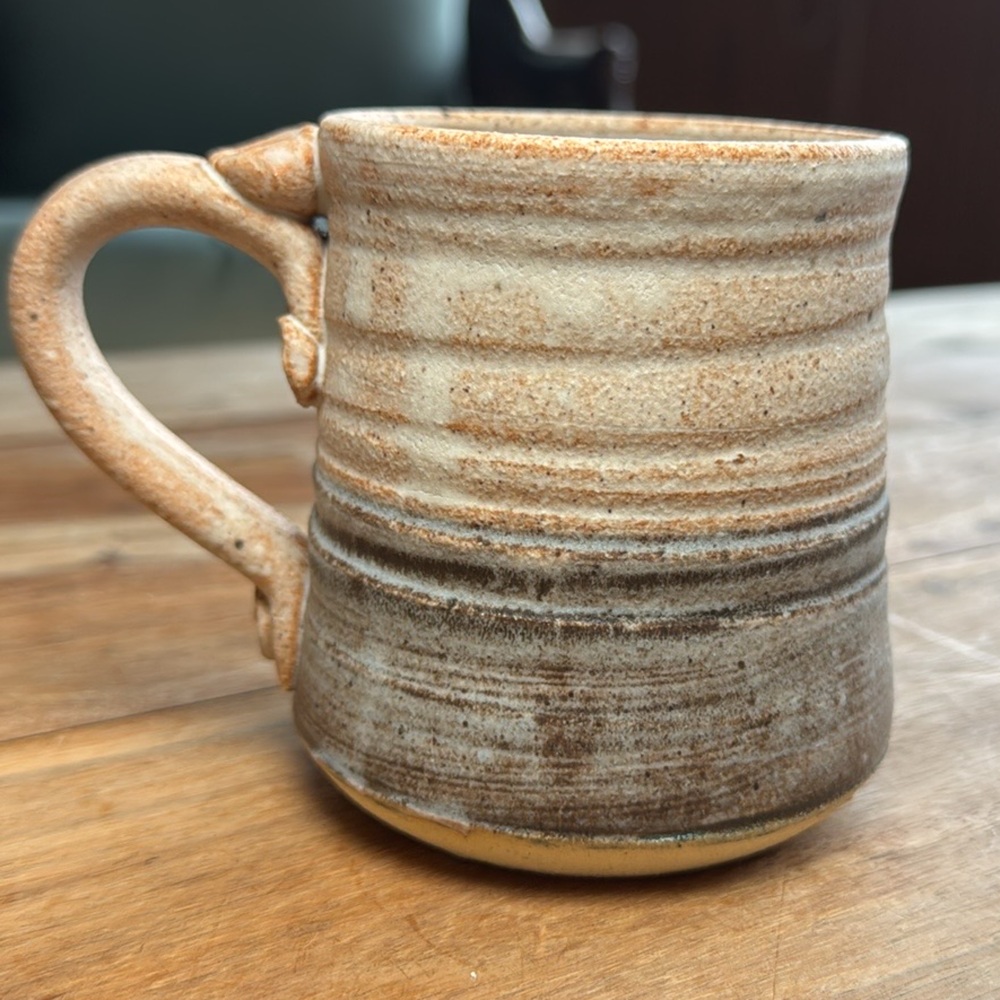 Handmade “Joy” Ceramic Mug - Brown and Cream - Picture 3 of 6